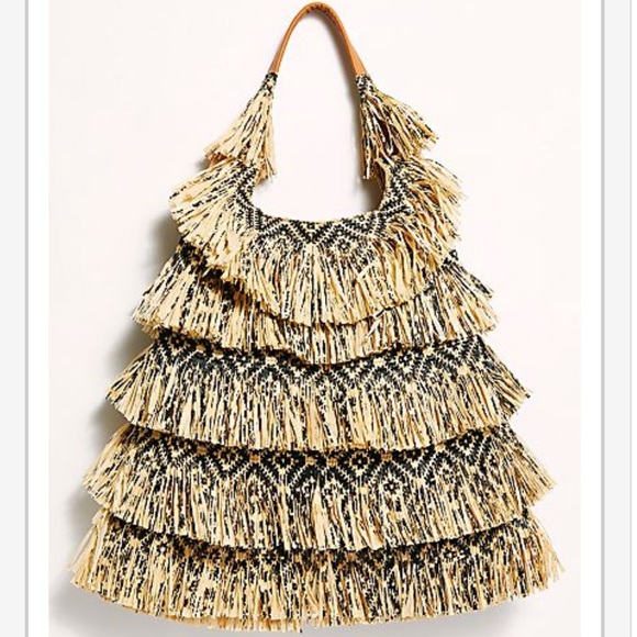 Free People Handbags - Free People Soleil Raffia Hobo Shoulder Bag NWT
